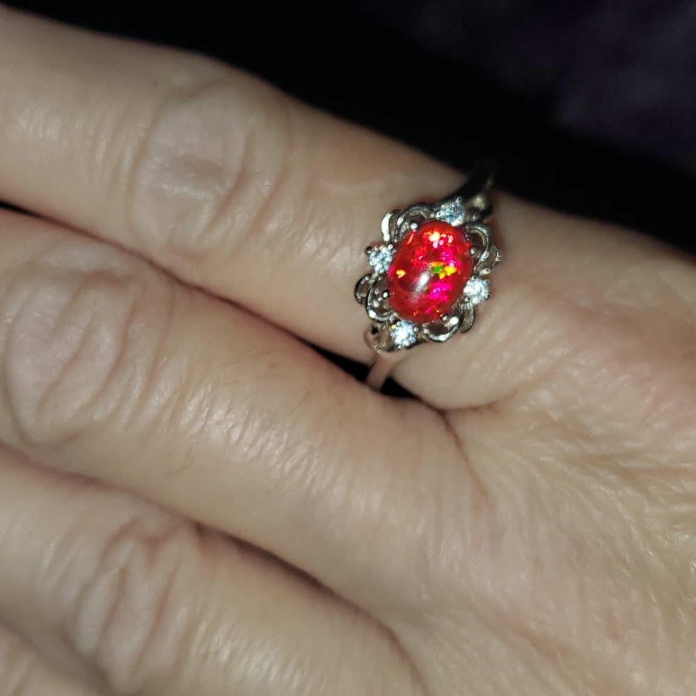 Red opal Sterling silver